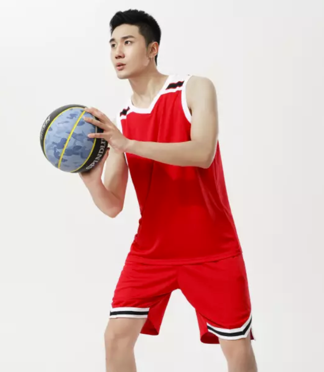A custom-designed basketball jersey featuring vibrant team colors, logo, and player number displayed on a clean background.